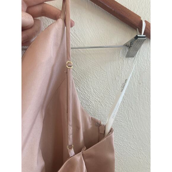 Galina Signature Charmeuse Draped One-Shoulder Dress in Sand 4 Bridesmaid Ball - Picture 8 of 13